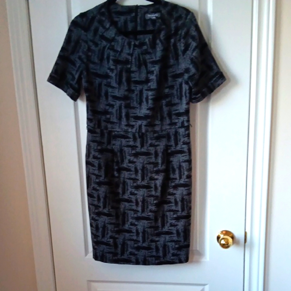 Trisisto Femme Elegant Black and Gray Patterned Dress